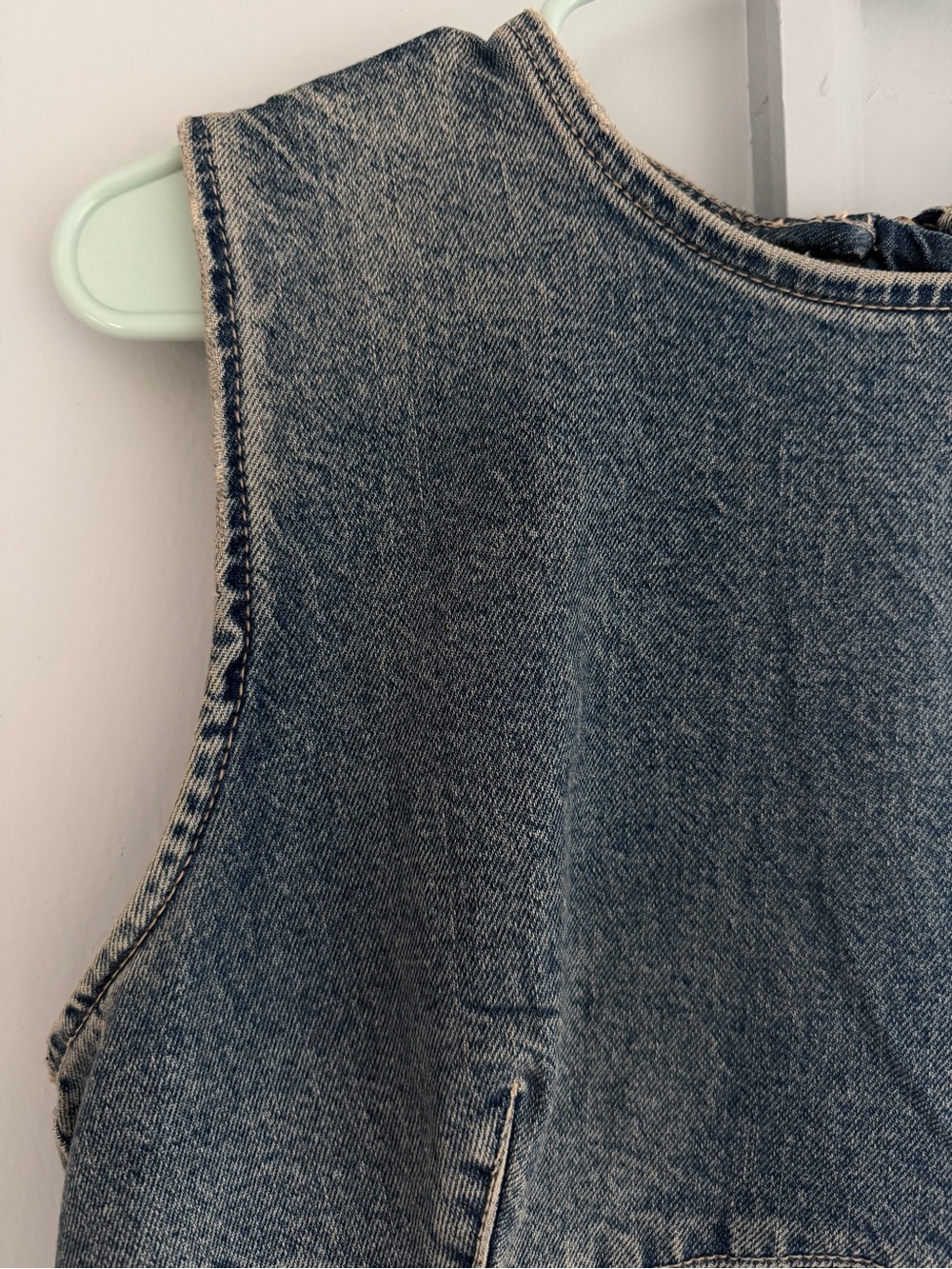 Zara Sleeveless Denim Shift Dress in Washed dark blue Denim - Picture 6 of 8